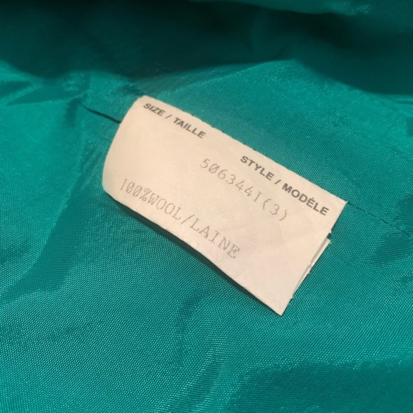 Vintage 80s KLASS Pure New Wool Teal Blazer 12 - Picture 8 of 10